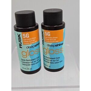 Rusk Deepshine Gloss Demi-Permanent Color - 5G Light Golden Brown 60 ml Lot Of 2
